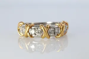 18k Platinum Diamond XOXO criss cross ring. 18k Yellow Gold Pt900 Infinity band