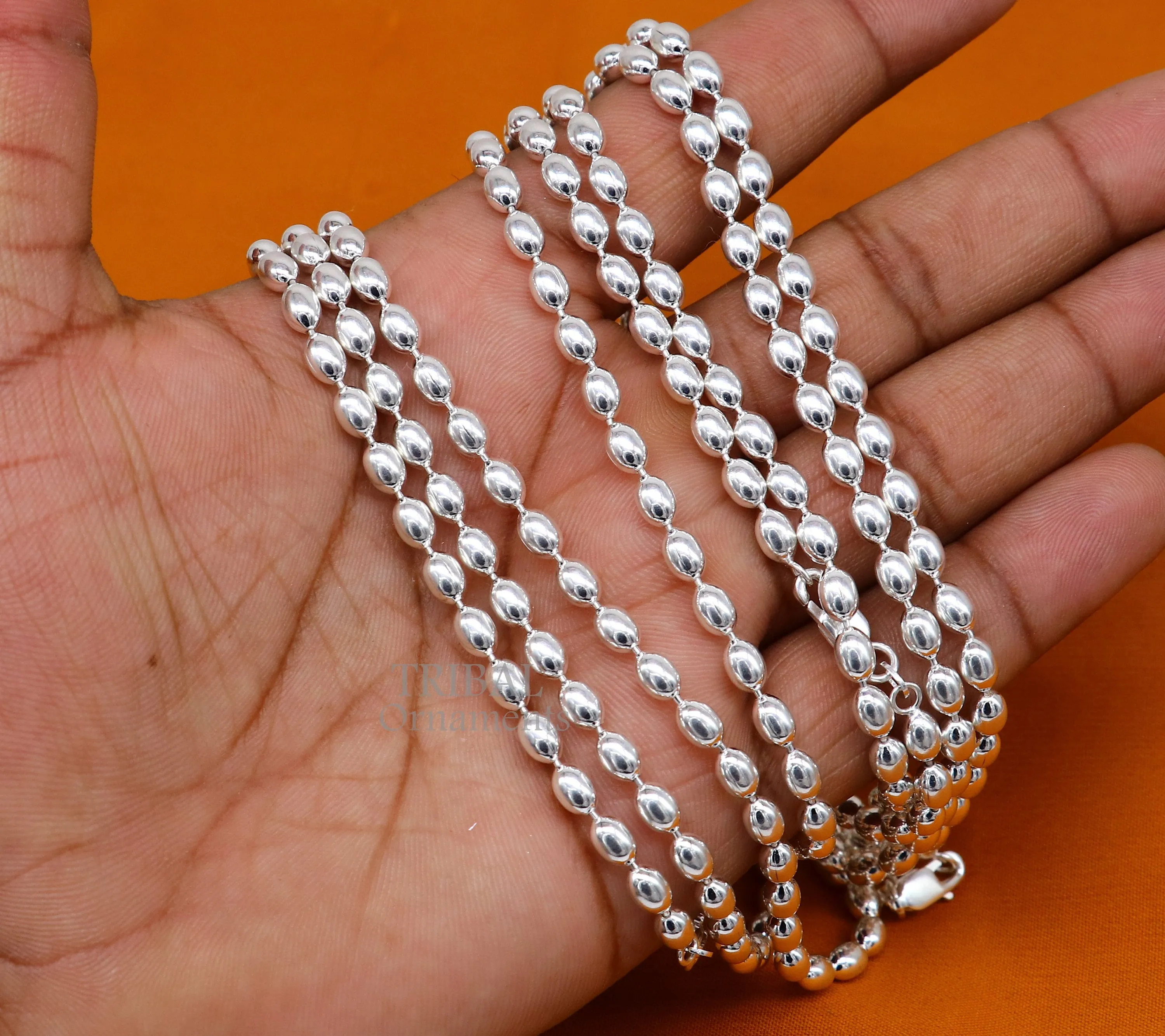20" 4MM 925 sterling silver beaded chains for adding elegance and sparkle to any outfit their captivating beauty and graceful movement CH219