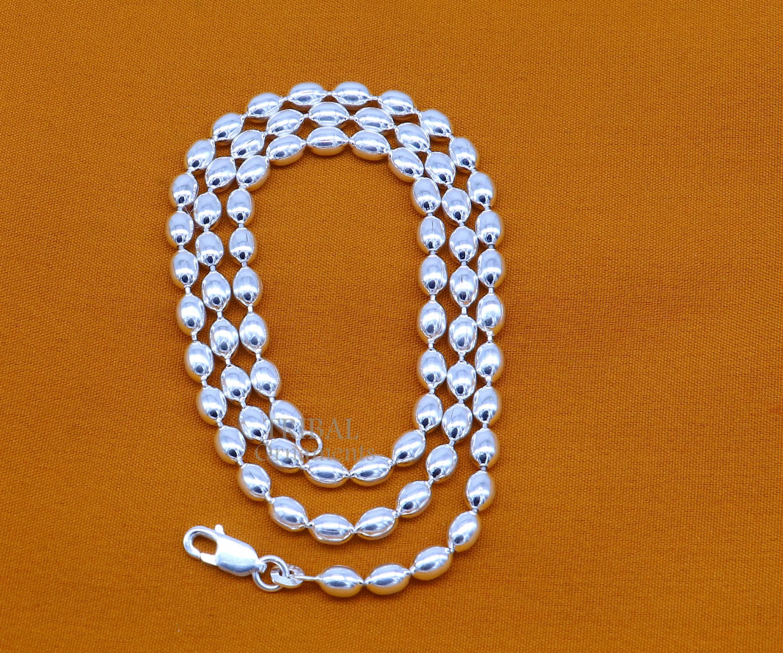 20" 4MM 925 sterling silver beaded chains for adding elegance and sparkle to any outfit their captivating beauty and graceful movement CH219