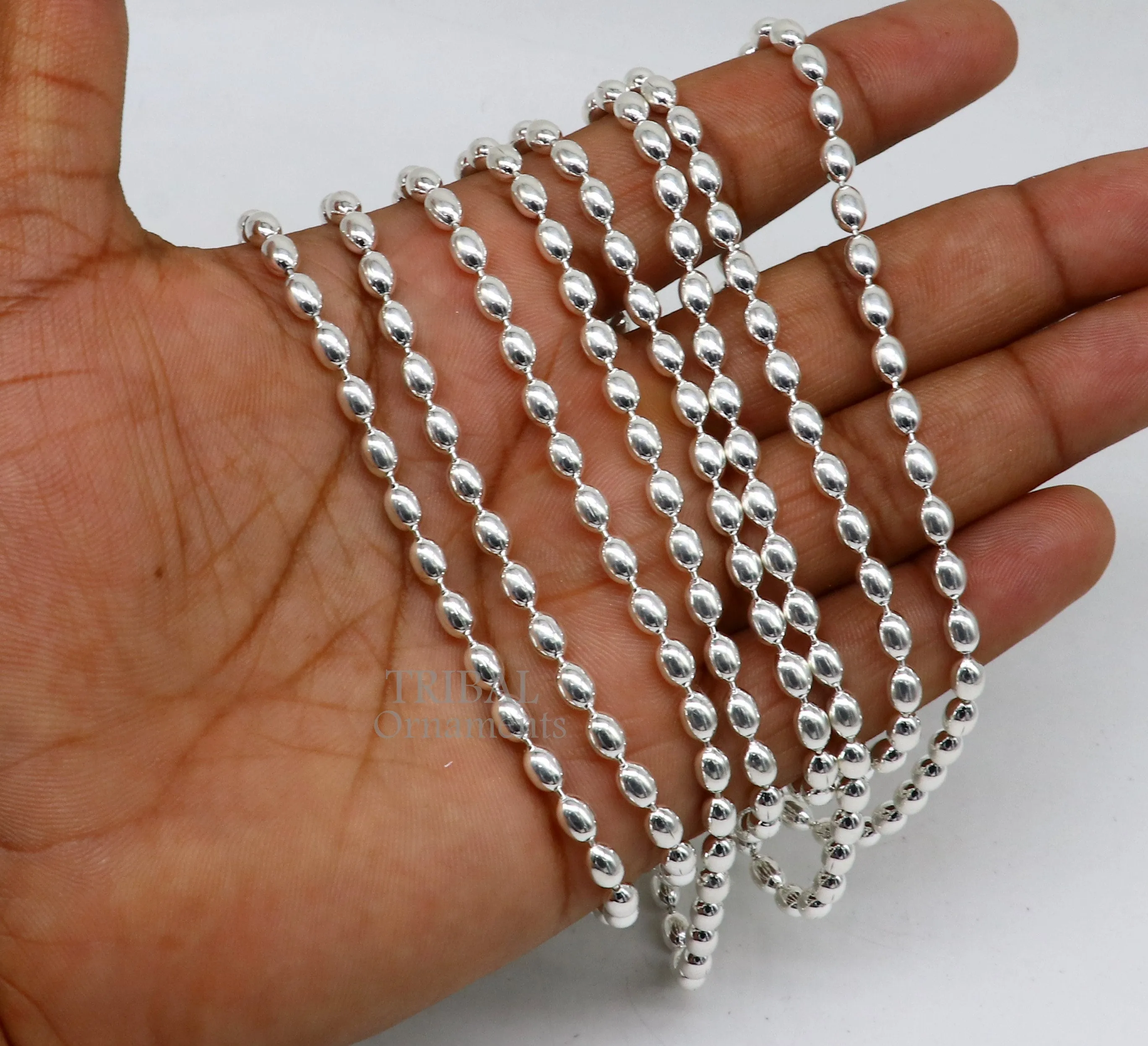 20" 4MM 925 sterling silver beaded chains for adding elegance and sparkle to any outfit their captivating beauty and graceful movement CH219