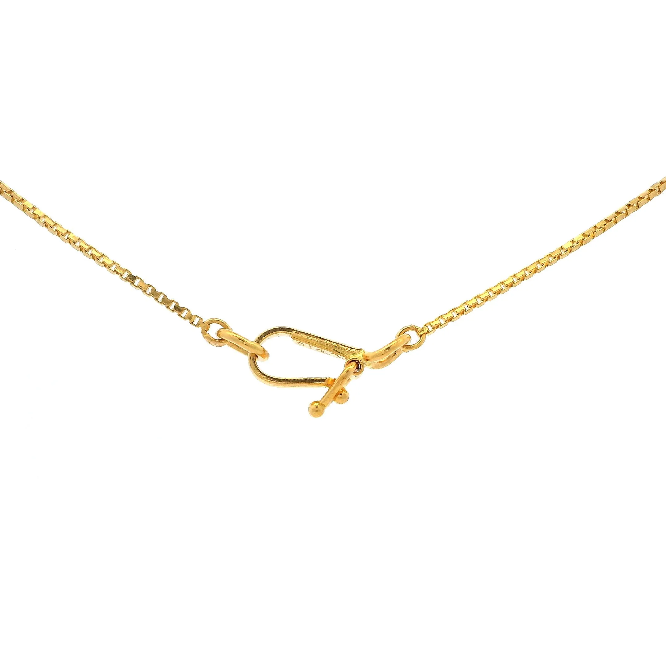 22ct Gold Box Chain with Rhodium Diamond-Cut Beads & Hook Clasp – Elegant & Timeless | 18 Inches