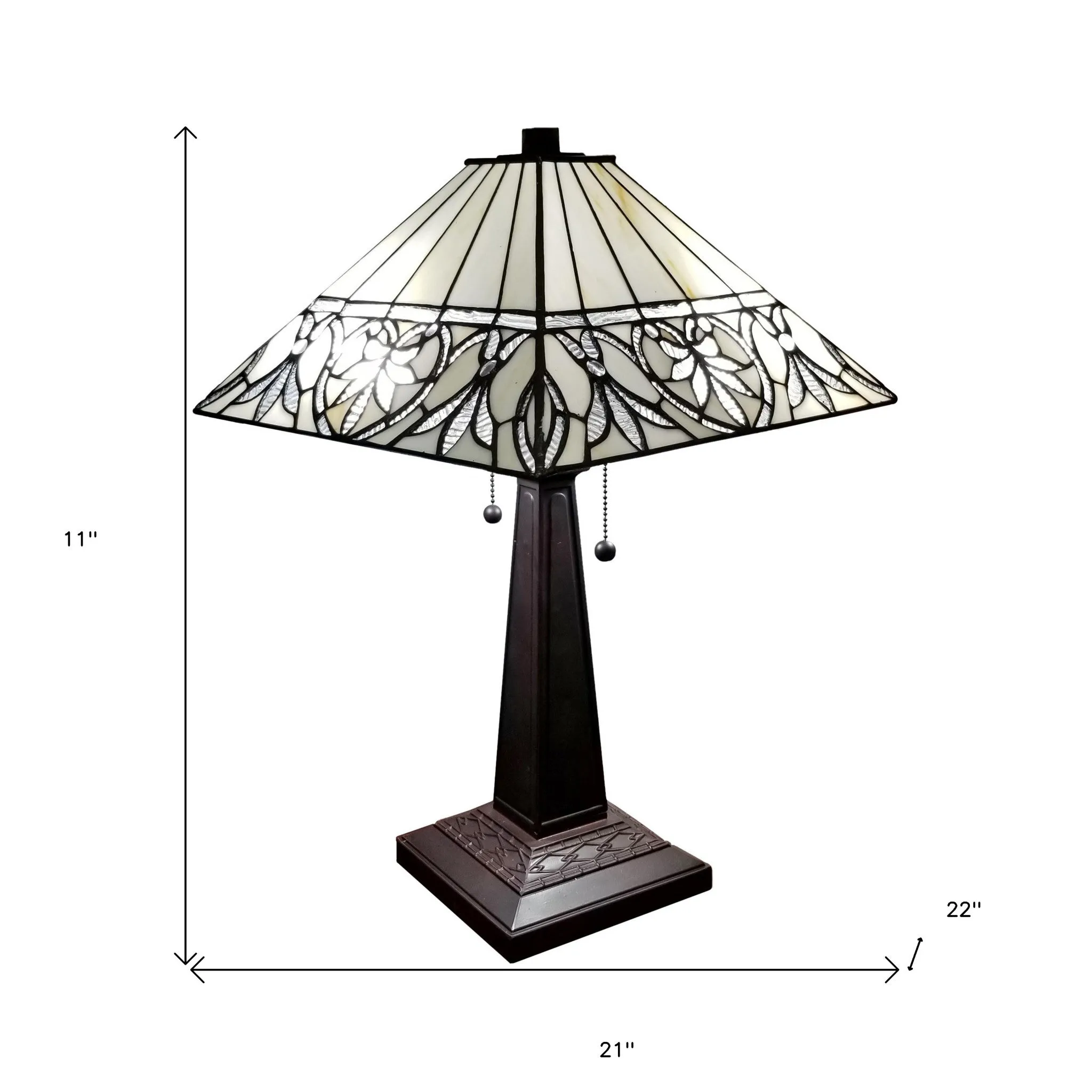 23" Stained Glass Butterfly Two Light Mission Style Table Lamp By Homeroots
