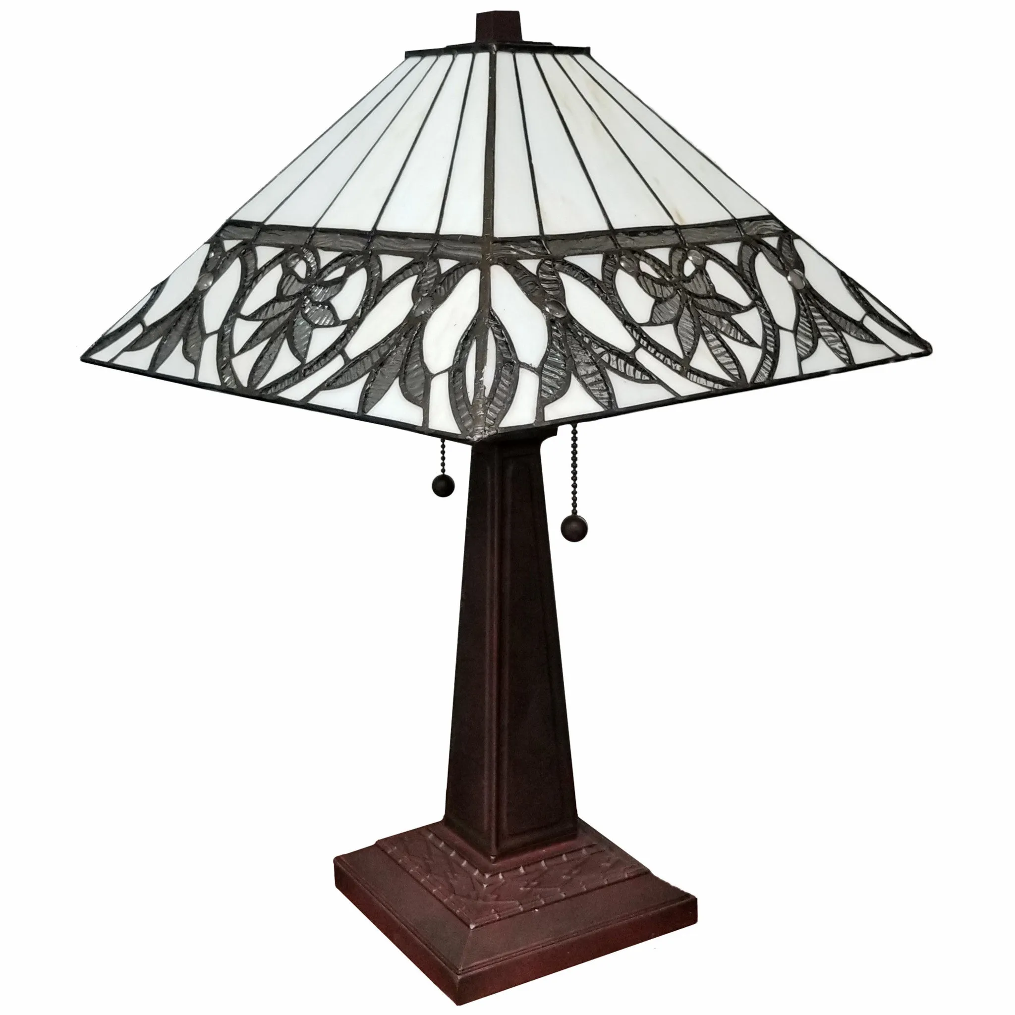 23" Stained Glass Butterfly Two Light Mission Style Table Lamp By Homeroots