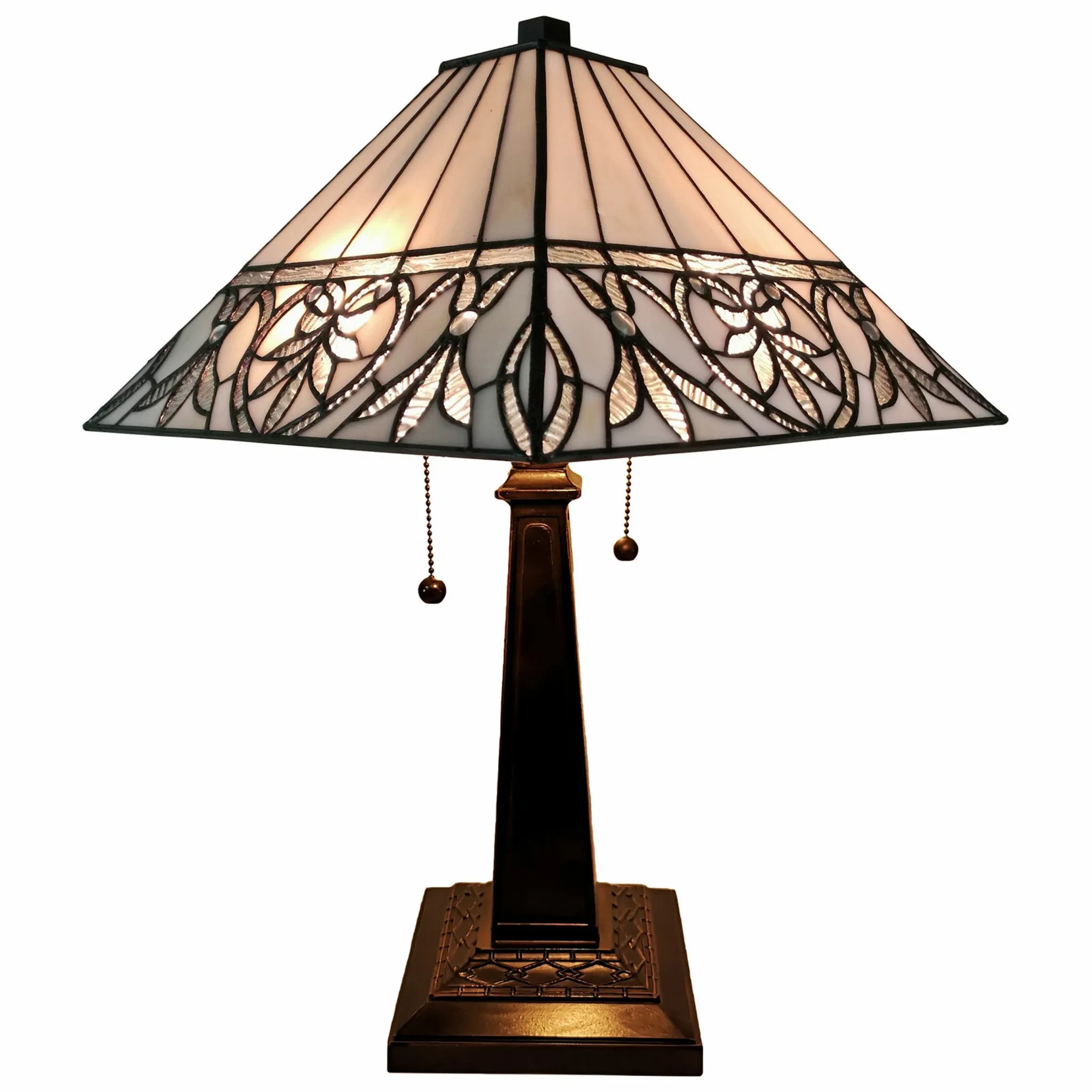 23" Stained Glass Butterfly Two Light Mission Style Table Lamp By Homeroots