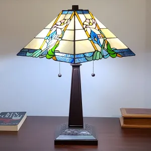 23" Stained Glass Multicolored Vintage Two Light Mission Style Table Lamp By Homeroots