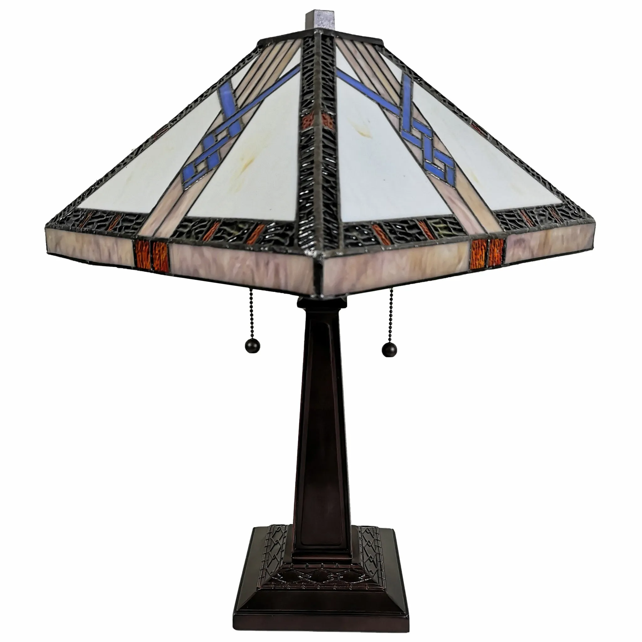 23" Stained Glass Stained Glass Antique Two Light Mission Style Table Lamp By Homeroots