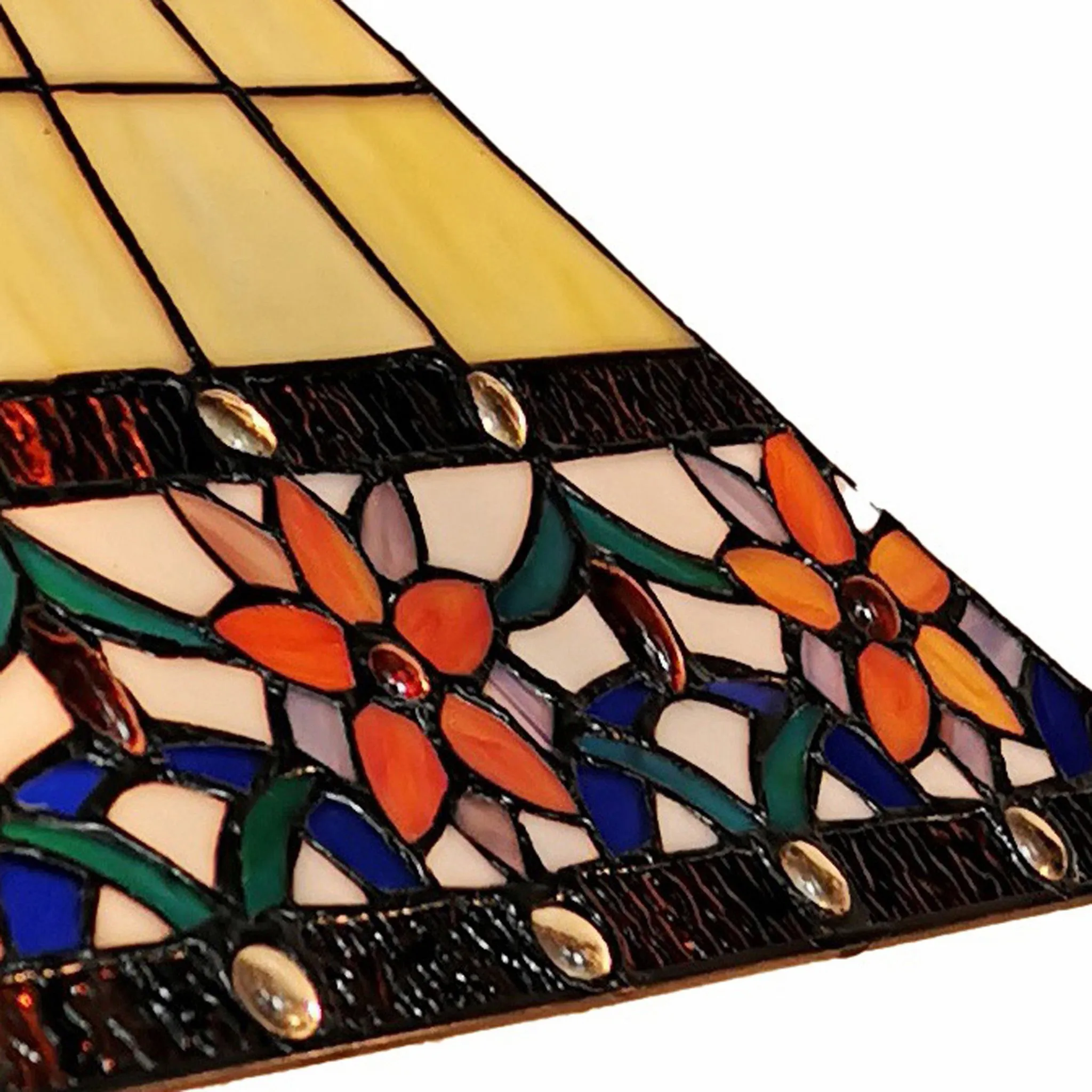 23" Stained Glass Two Light Mission Style Table Lamp with Floral Glass Shade By Homeroots