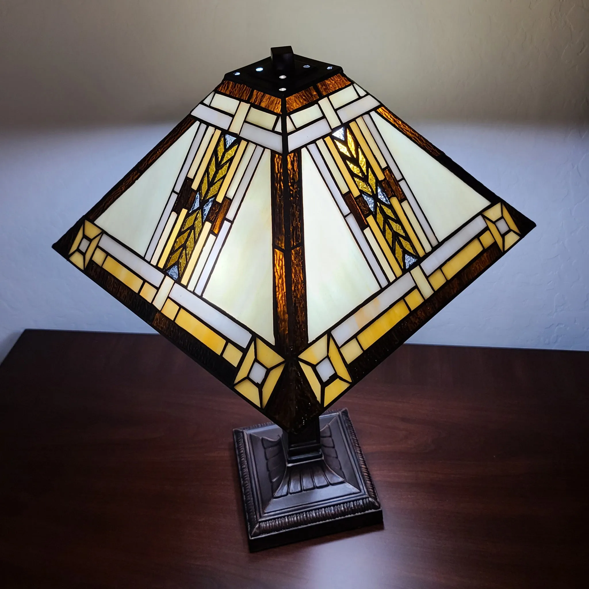 23" Stained Glass Two Light Mission Style Table Lamp with Stained Glass Shade By Homeroots