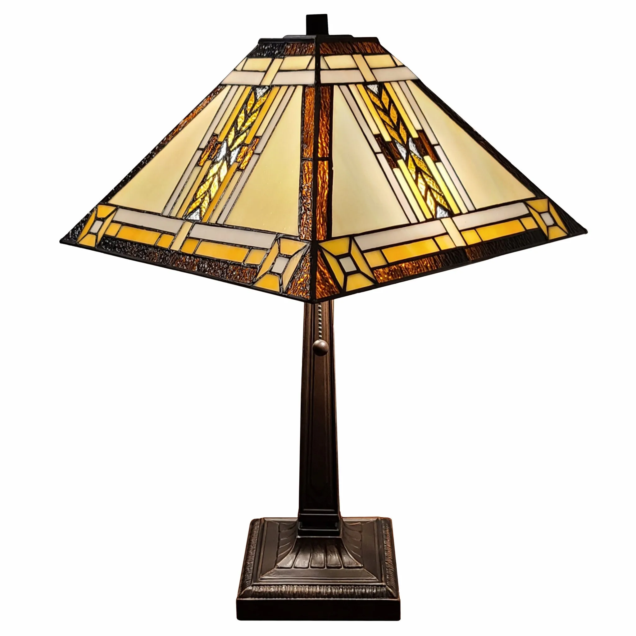 23" Stained Glass Two Light Mission Style Table Lamp with Stained Glass Shade By Homeroots