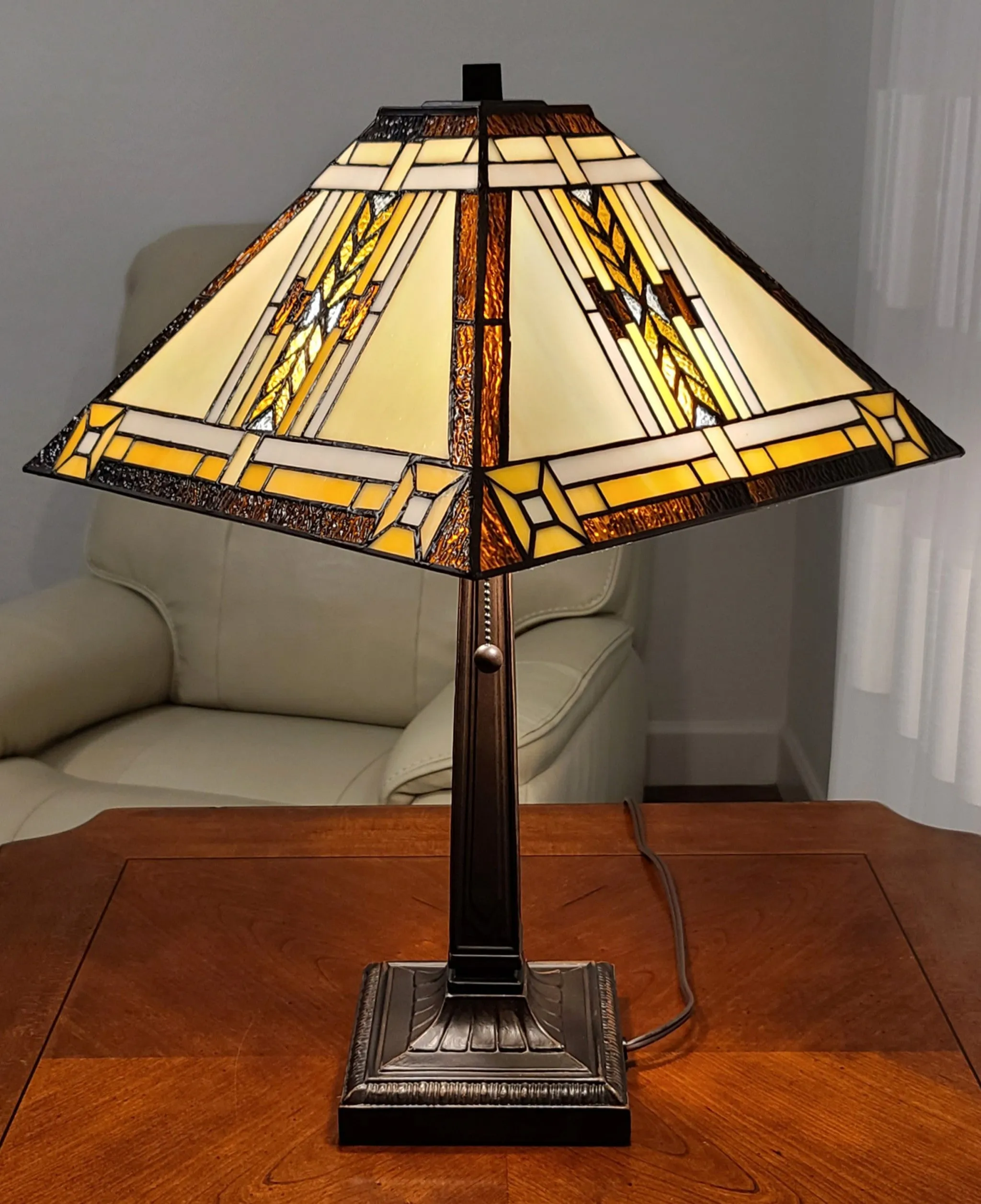 23" Stained Glass Two Light Mission Style Table Lamp with Stained Glass Shade By Homeroots