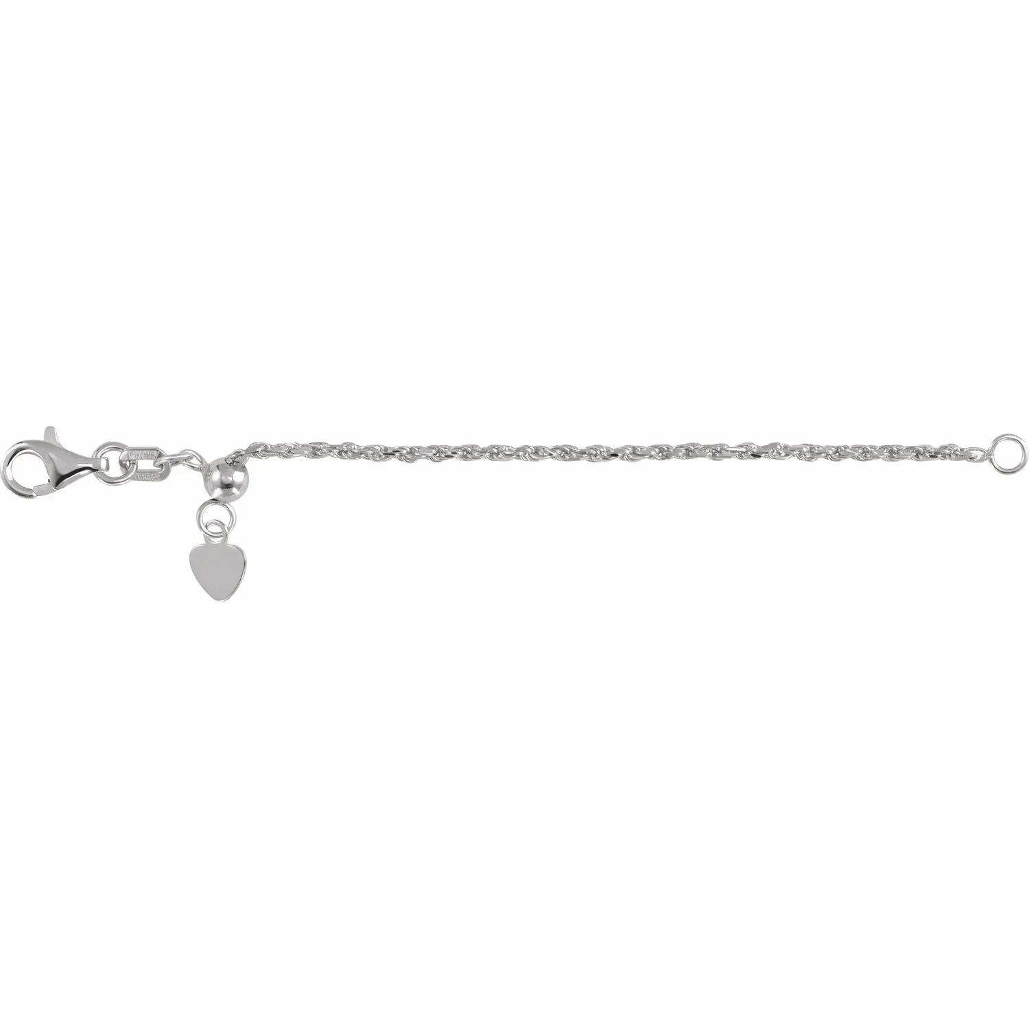 3 Inch Adjustable Rope Chain Extender with Heart Tag