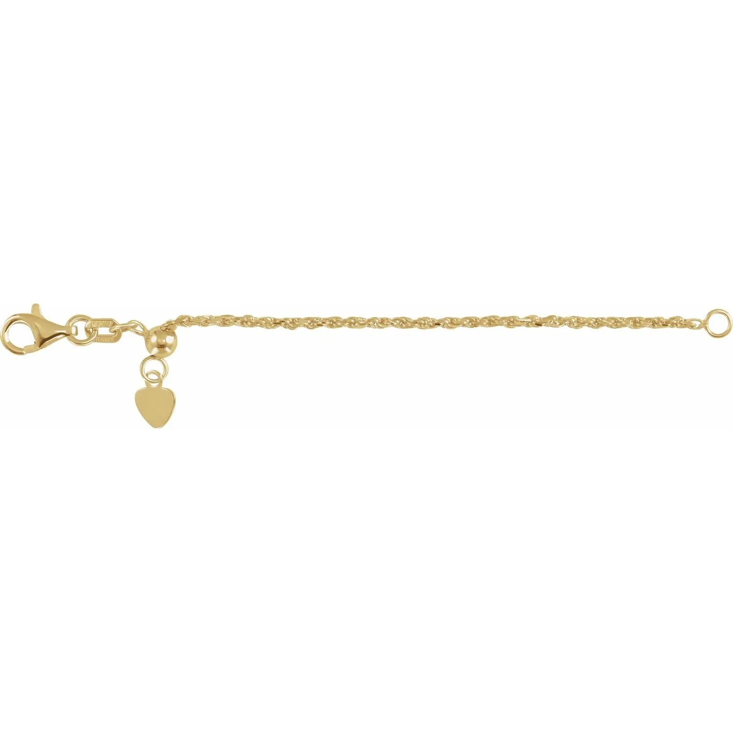 3 Inch Adjustable Rope Chain Extender with Heart Tag