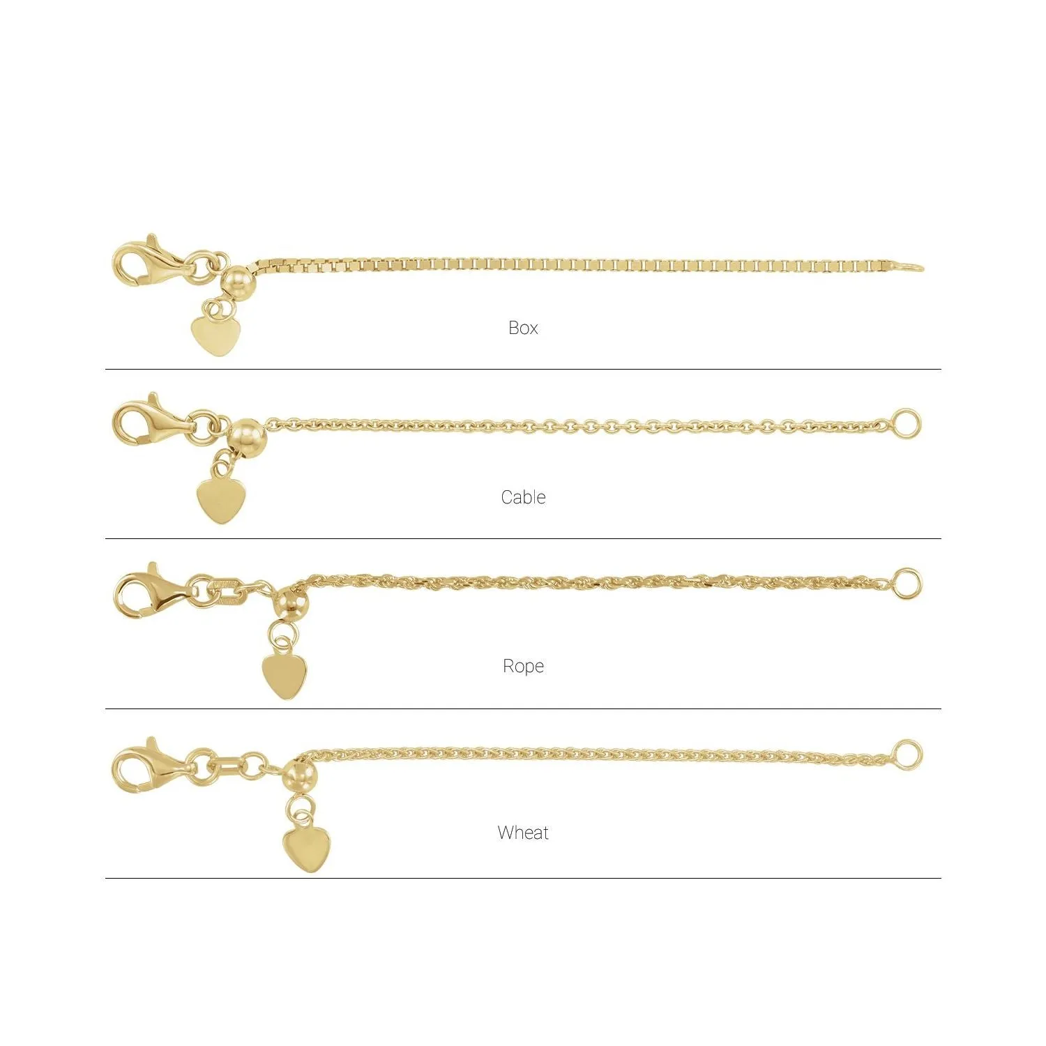 3 Inch Adjustable Rope Chain Extender with Heart Tag