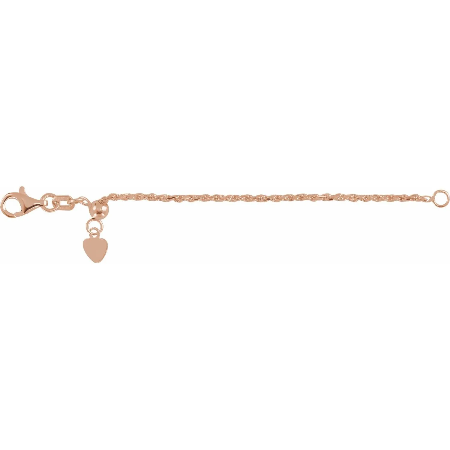 3 Inch Adjustable Rope Chain Extender with Heart Tag