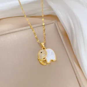 316L Stainless Steel Creative Cute Elephant Pendant Necklace For Women