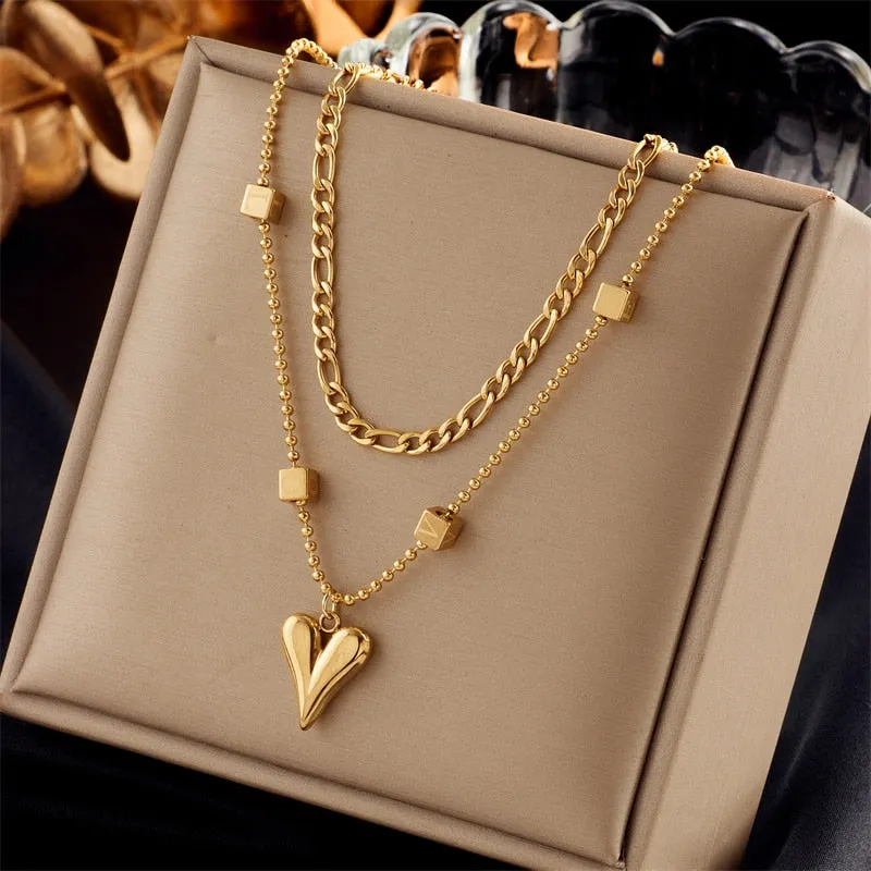 316L Stainless Steel Pearl Heart Butterfly Cross Pendant Necklace For Women