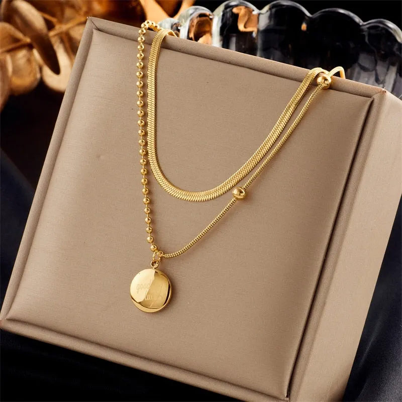 316L Stainless Steel Pearl Heart Butterfly Cross Pendant Necklace For Women