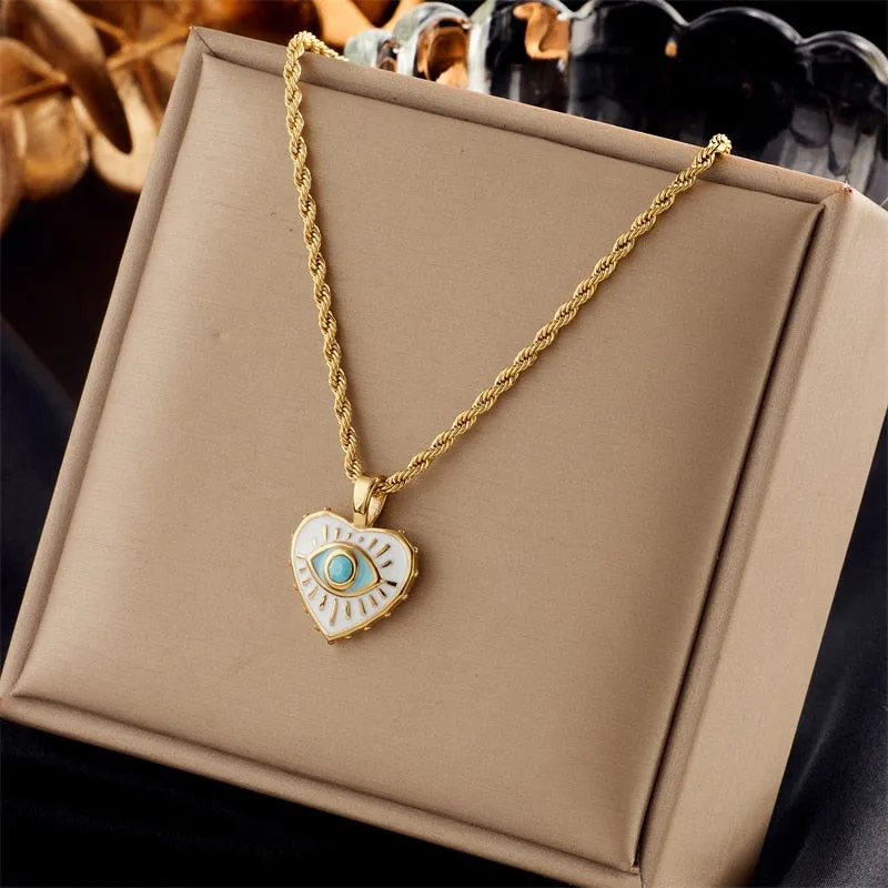 316L Stainless Steel Pearl Heart Butterfly Cross Pendant Necklace For Women