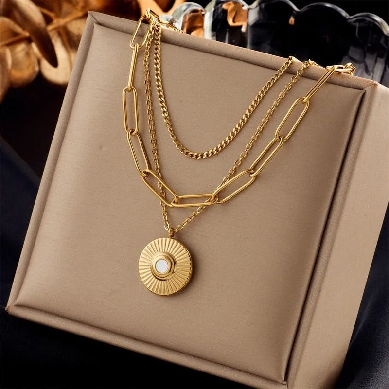 316L Stainless Steel Pearl Heart Butterfly Cross Pendant Necklace For Women