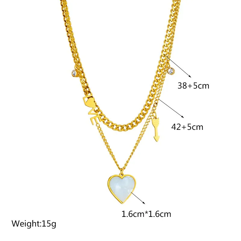 316L Stainless Steel Pearl Heart Butterfly Cross Pendant Necklace For Women