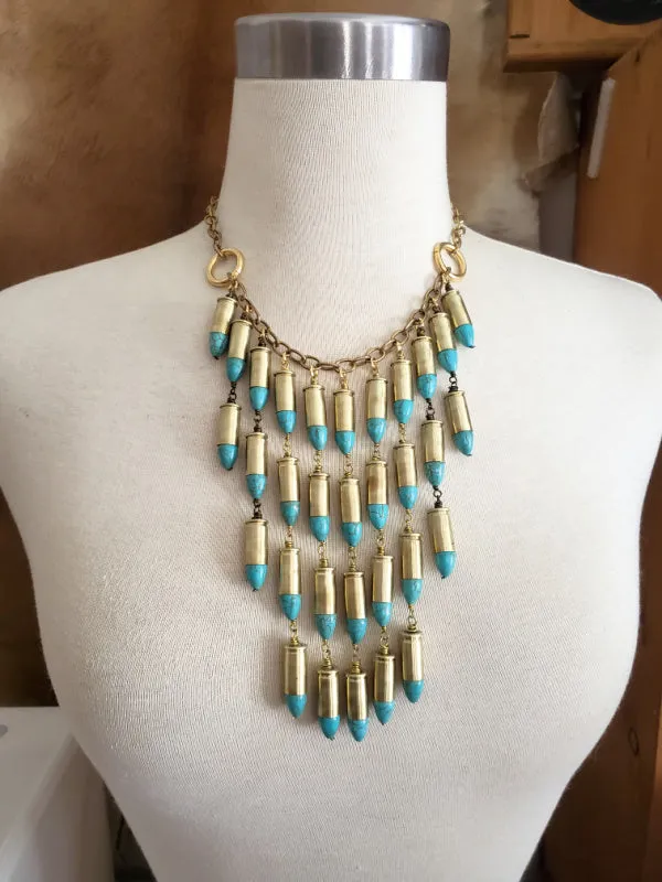 32 Auto Turquoise Teardrop Statement Necklace