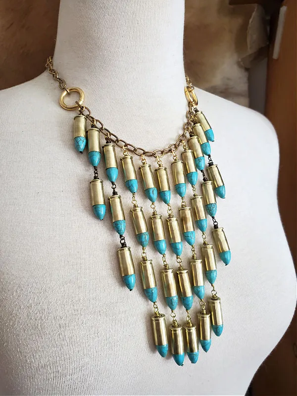 32 Auto Turquoise Teardrop Statement Necklace