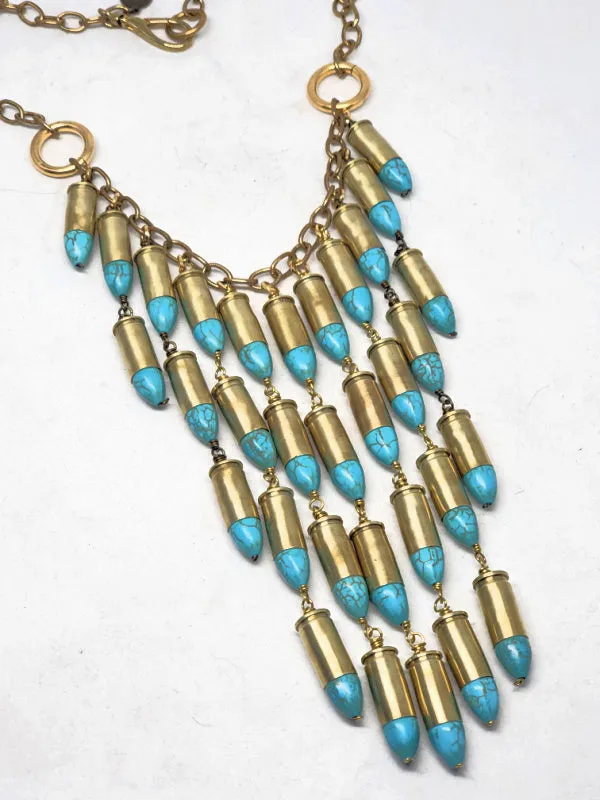 32 Auto Turquoise Teardrop Statement Necklace