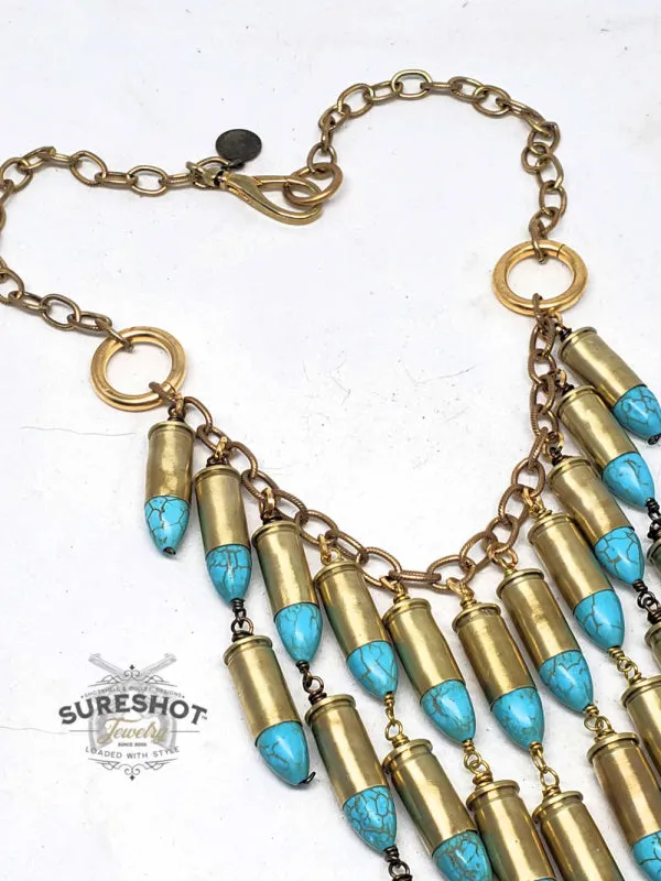 32 Auto Turquoise Teardrop Statement Necklace