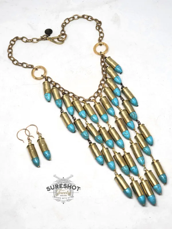 32 Auto Turquoise Teardrop Statement Necklace