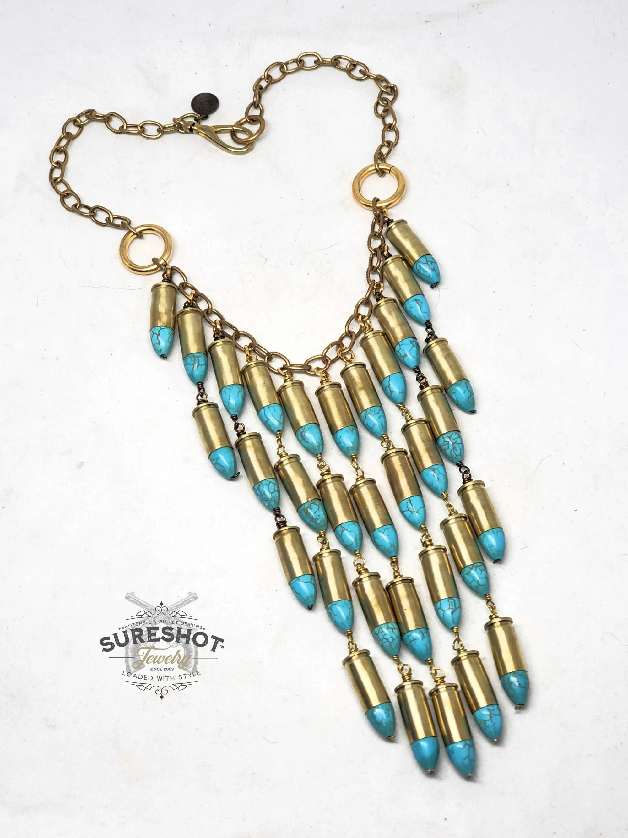 32 Auto Turquoise Teardrop Statement Necklace