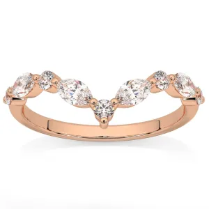 .60Ct Diamond Guard Insert V Shape Marquise Wedding Ring 14k Gold Lab Grown