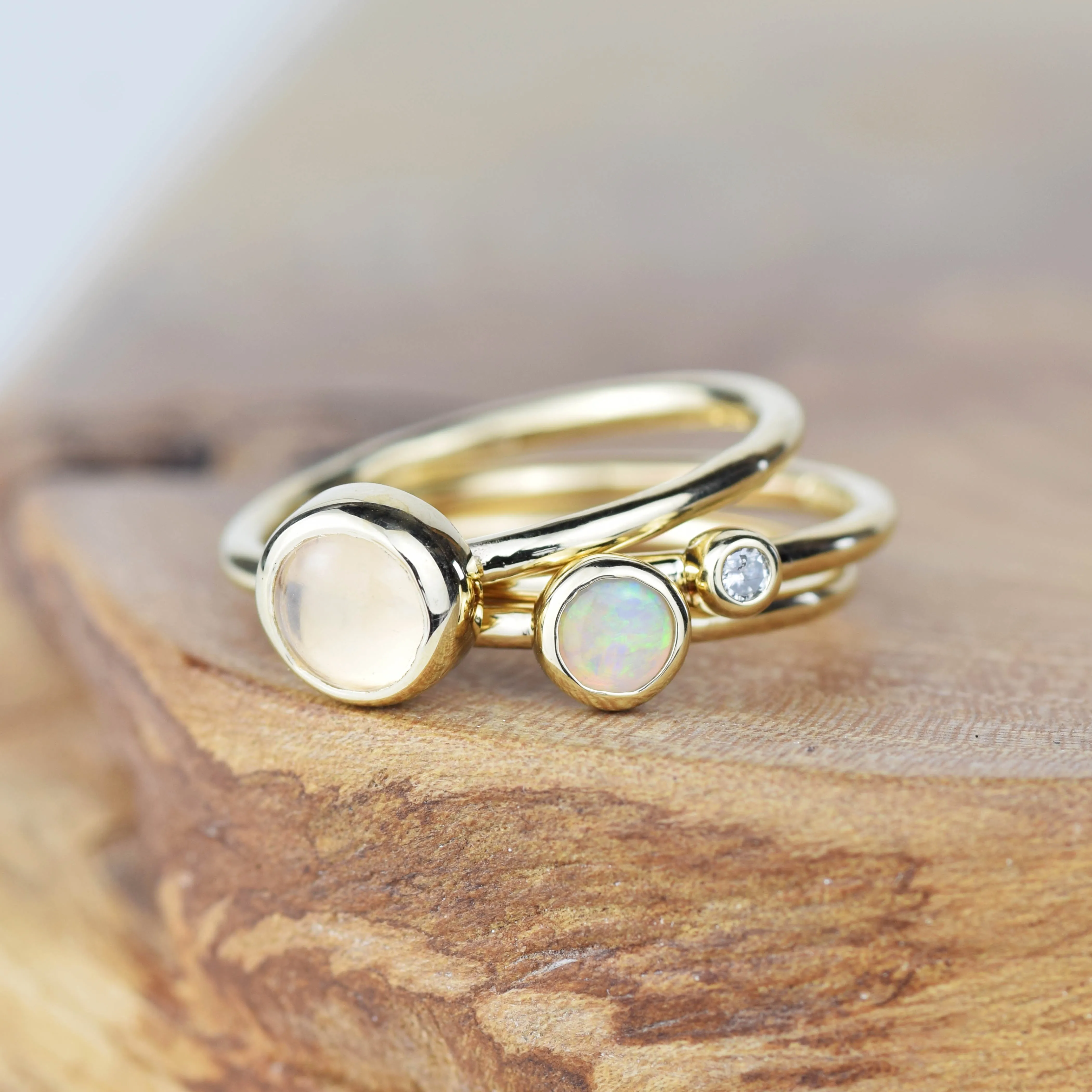 6mm Rose Quartz Solid Gold Stacking Ring