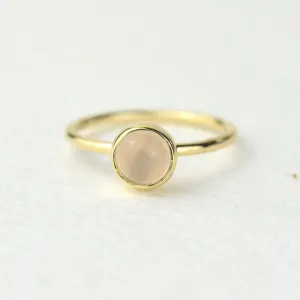 6mm Rose Quartz Solid Gold Stacking Ring