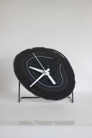 7" Black Agate Desk Clock