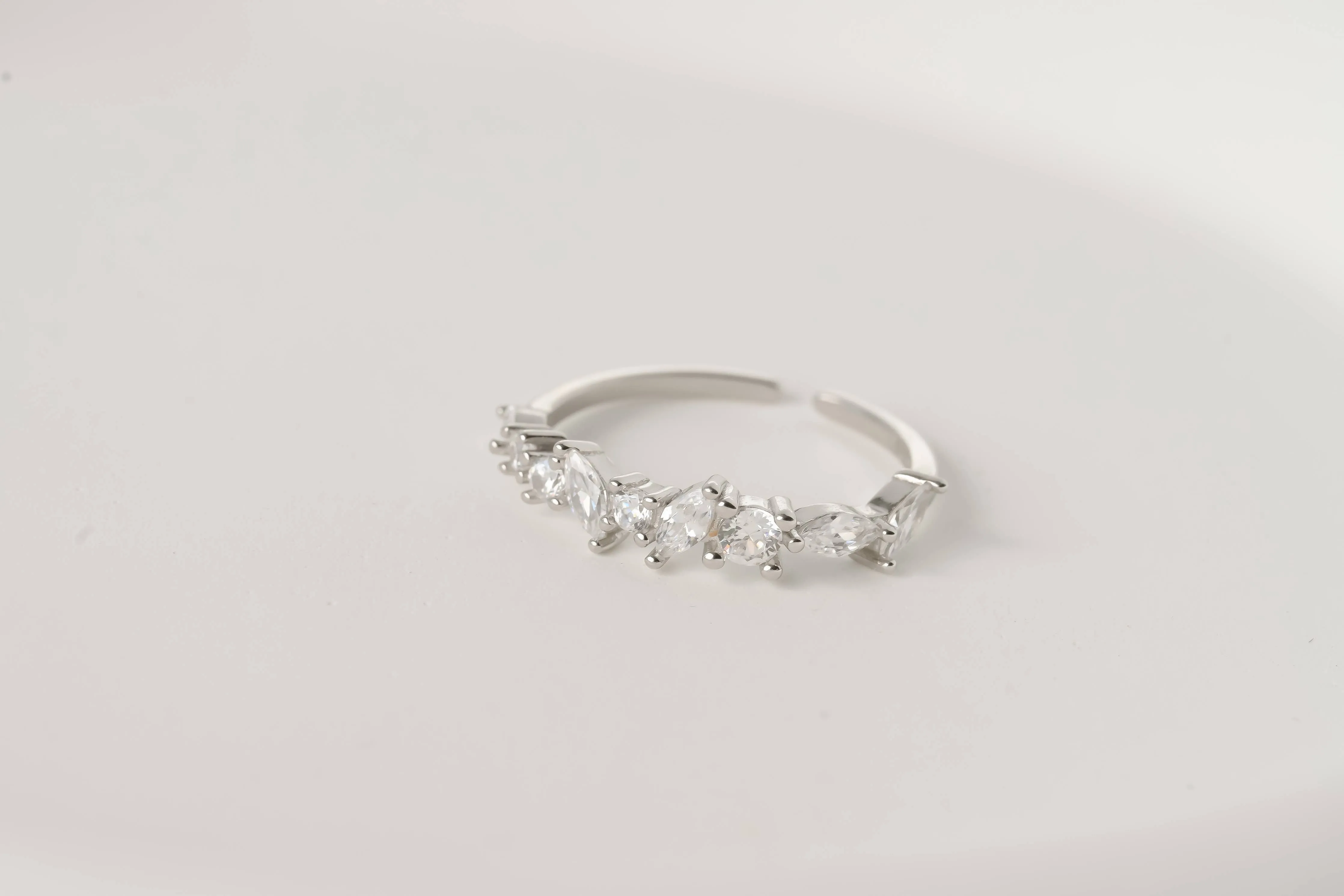 925 Silver Open Rings - Diamond Ring - Croissant Ring