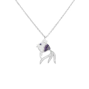 925 Sterling Silver Gold Fish Pendant Chain