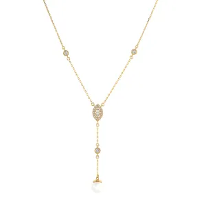 925 Sterling Silver Pearl Droplet Pendant Chain