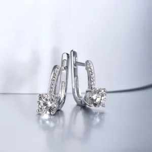 925 Sterling Silver Sparkling White Cubic Zirconia  Silver Earrings