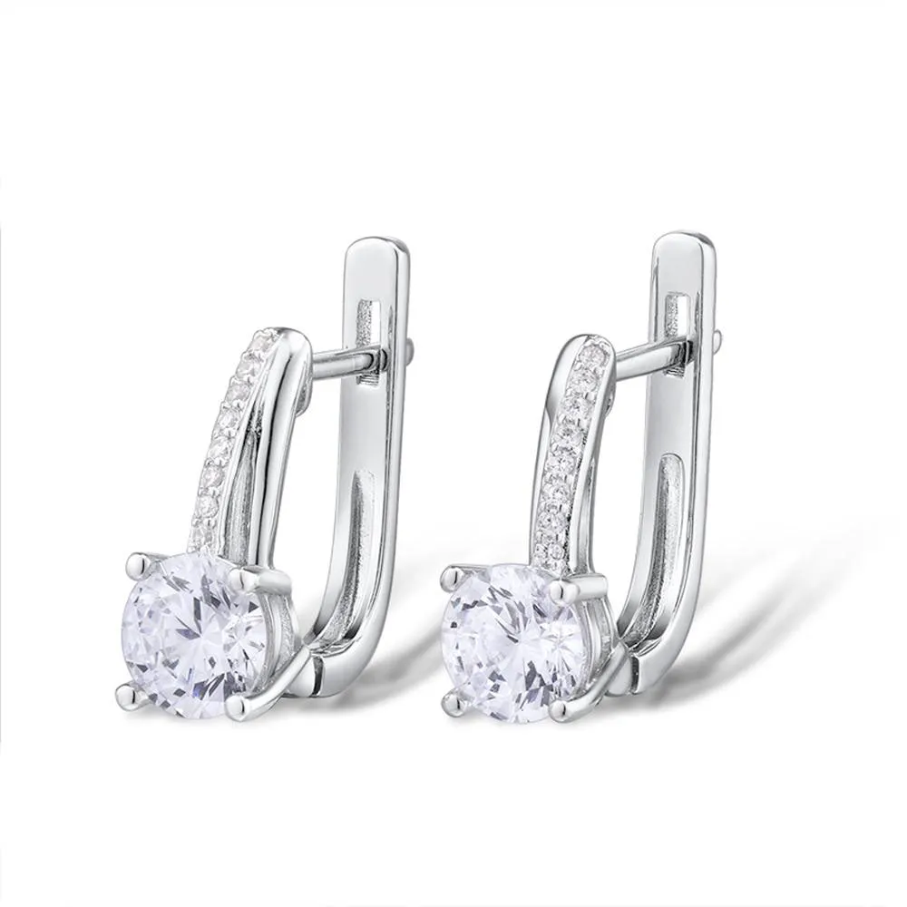 925 Sterling Silver Sparkling White Cubic Zirconia  Silver Earrings