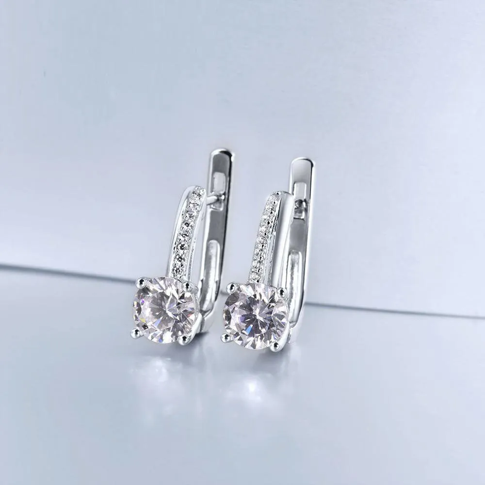 925 Sterling Silver Sparkling White Cubic Zirconia  Silver Earrings
