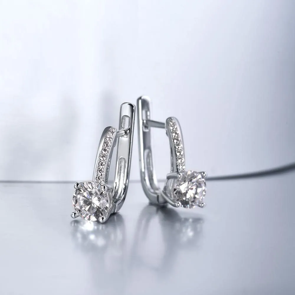 925 Sterling Silver Sparkling White Cubic Zirconia  Silver Earrings