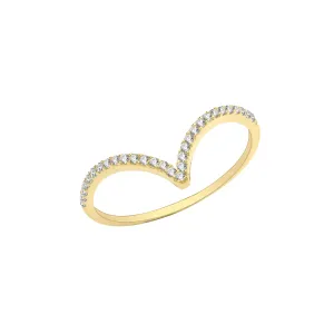 9ct Gold Cubic Zirconia Wishbone Ring