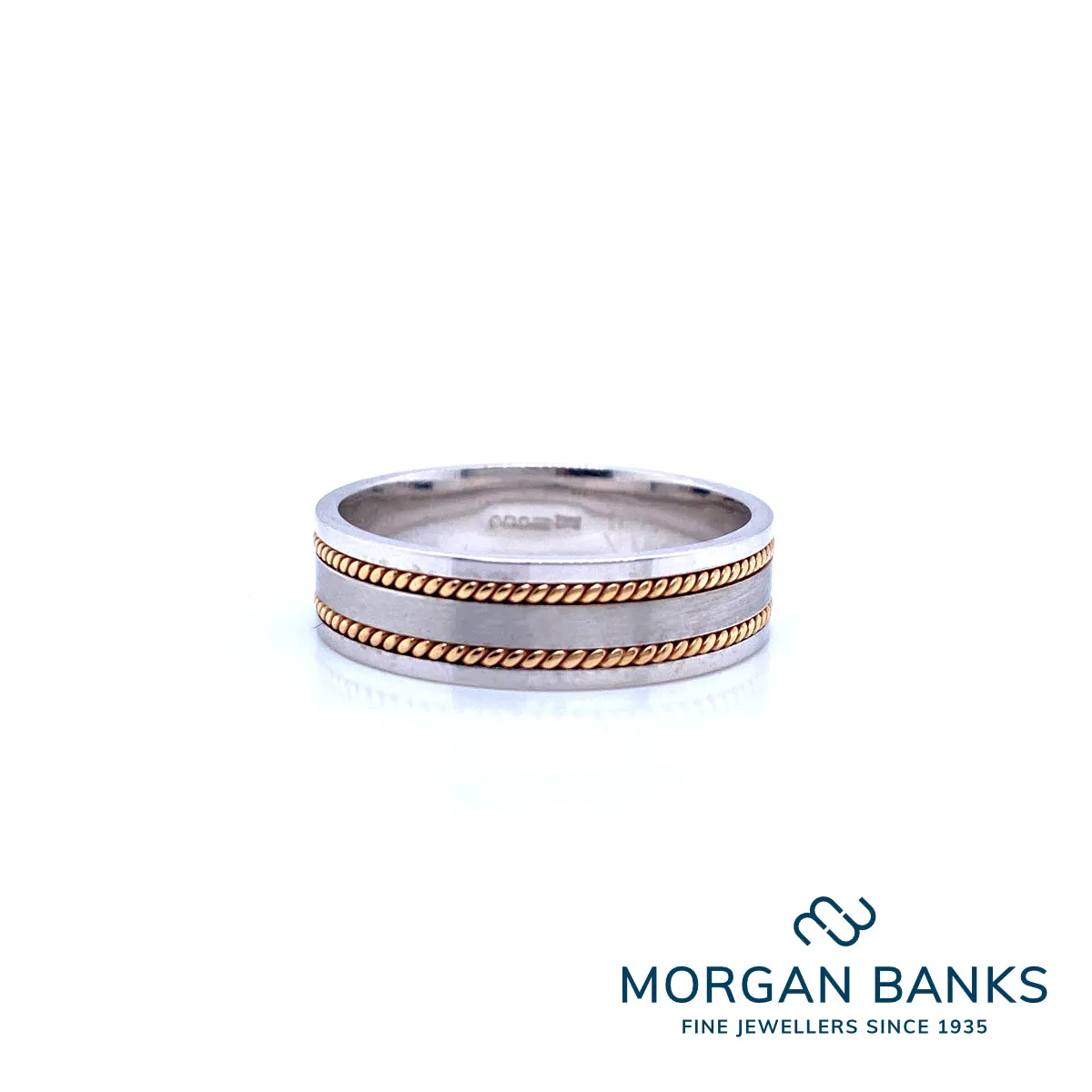 9ct White & Yellow Gold Wedding Band Size T