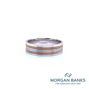 9ct White & Yellow Gold Wedding Band Size T