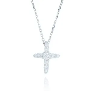 9ct White Gold 0.18ct Diamond Cross Necklace