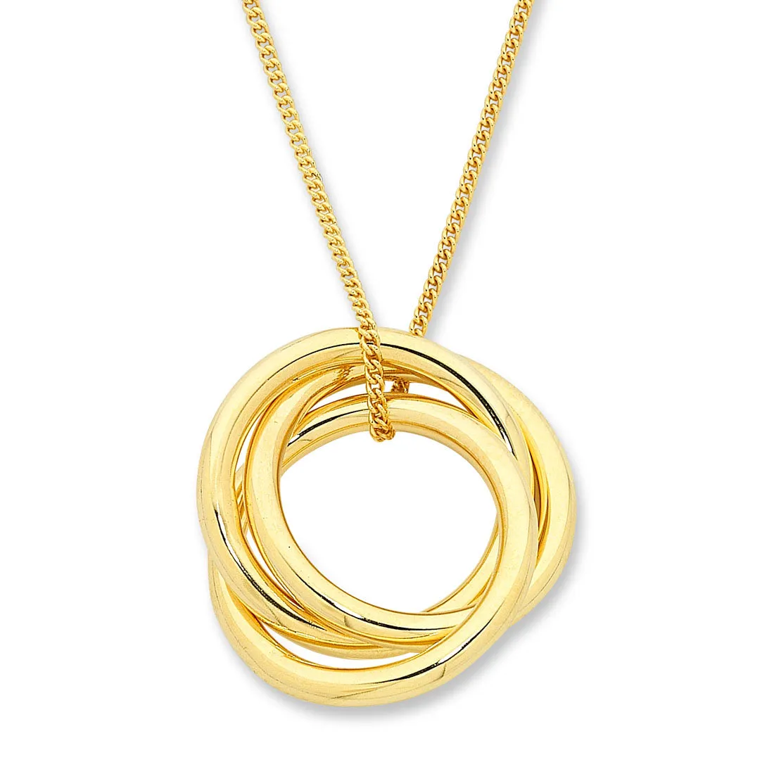 9ct Yellow Gold Silver Infused Circle Necklace