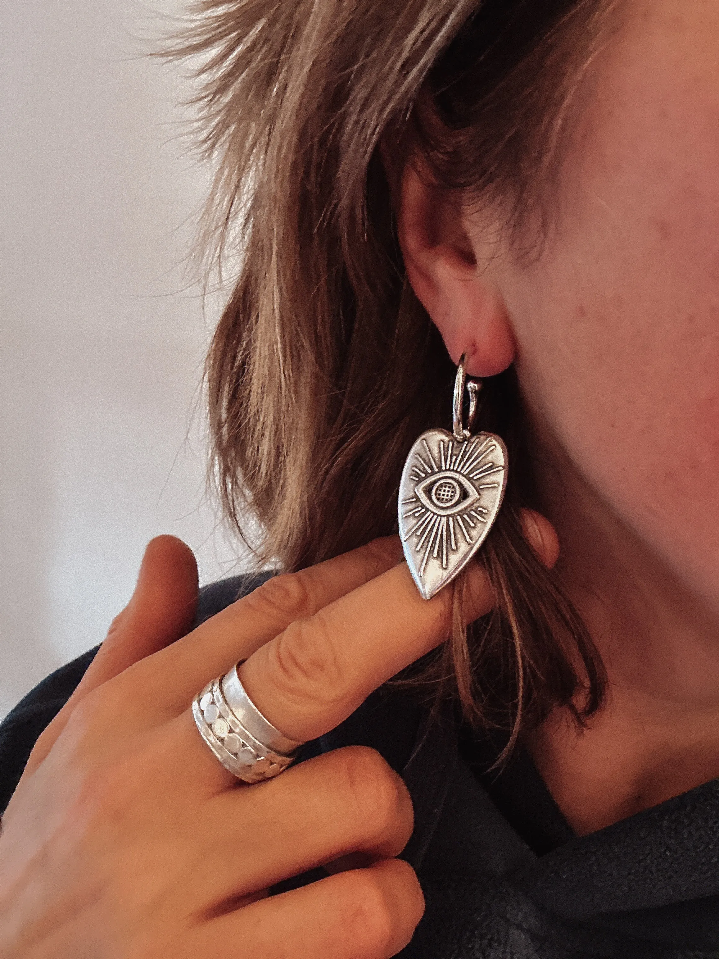 Abstract Heart Dangle Hoops