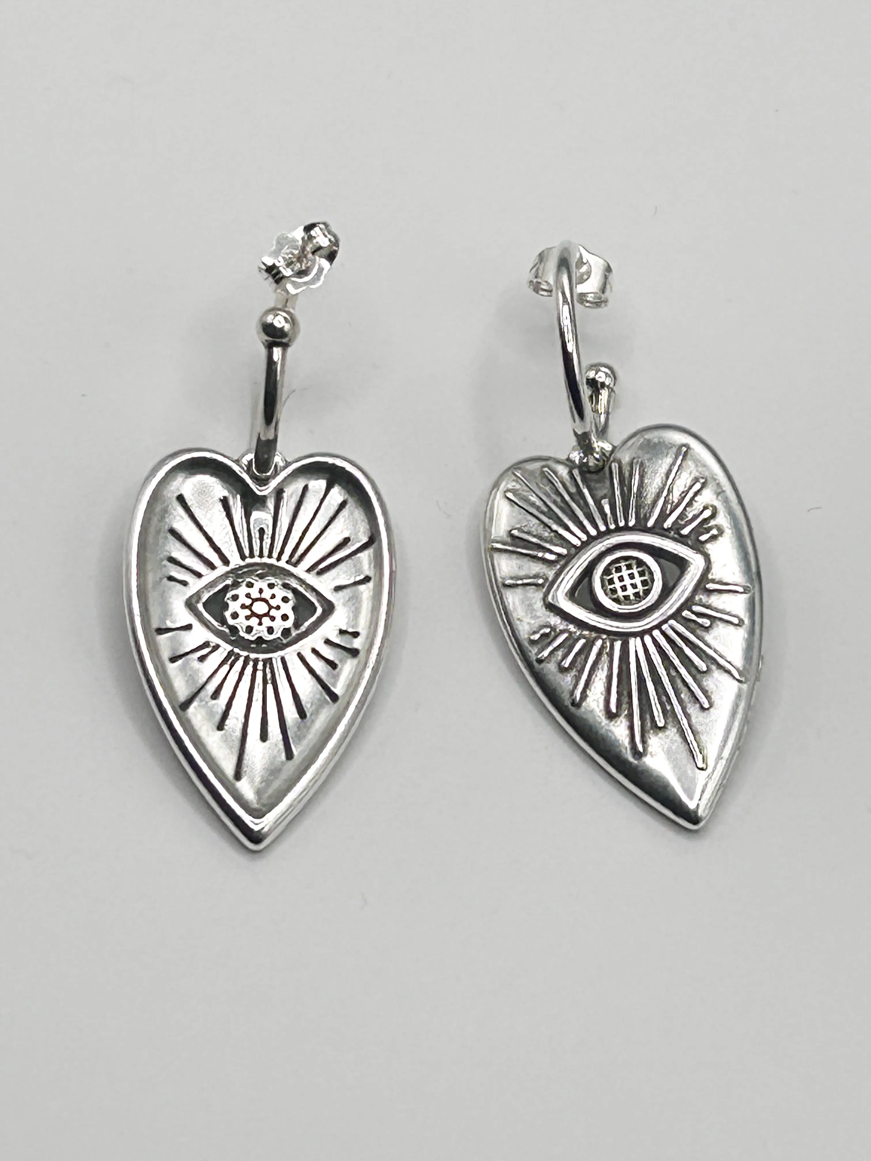 Abstract Heart Dangle Hoops