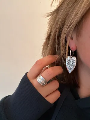 Abstract Heart Dangle Hoops
