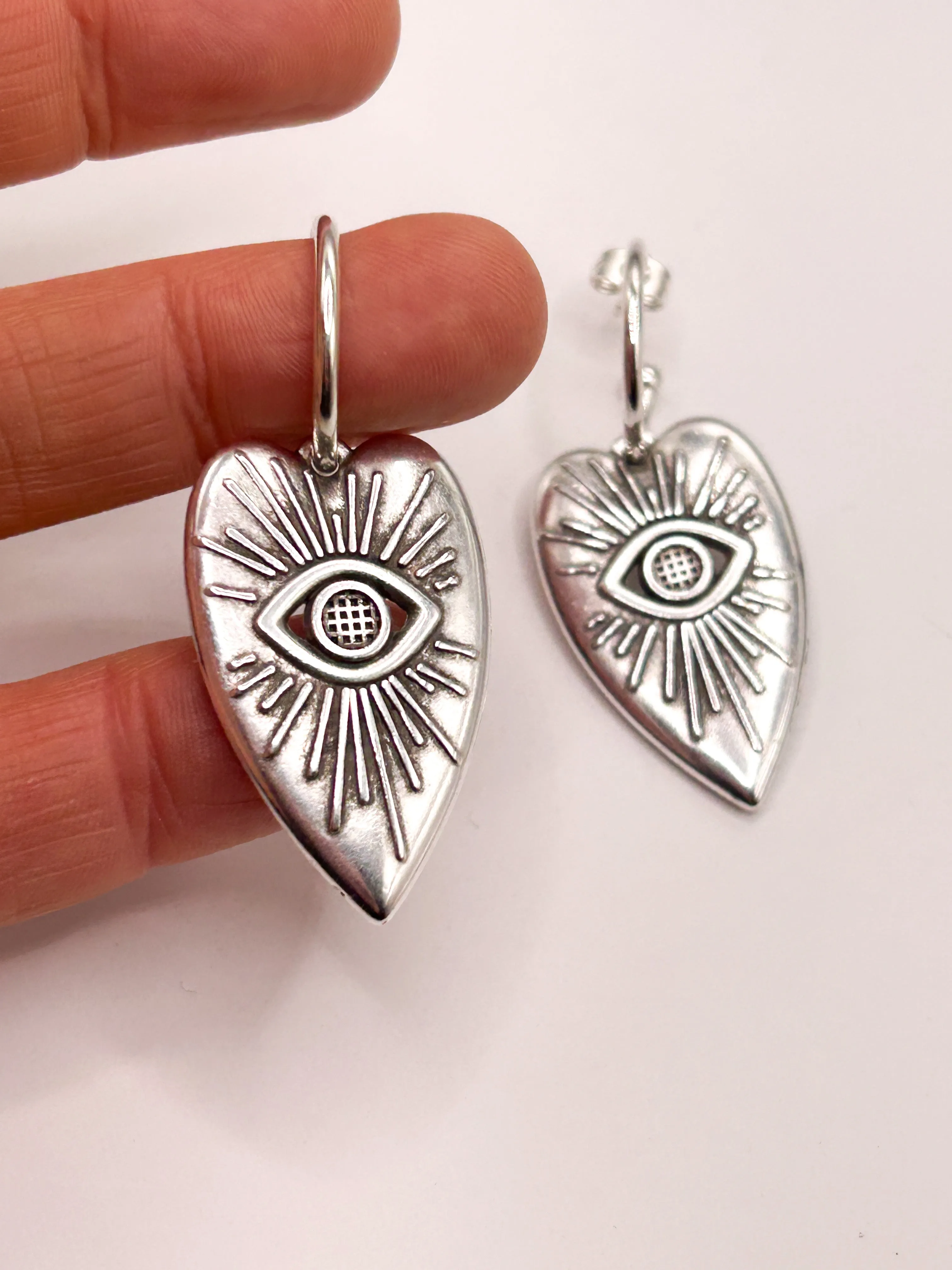Abstract Heart Dangle Hoops